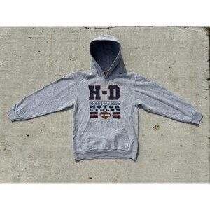 Harley Davidson Grey Heavyweight Graphic Hoodie / Sweater